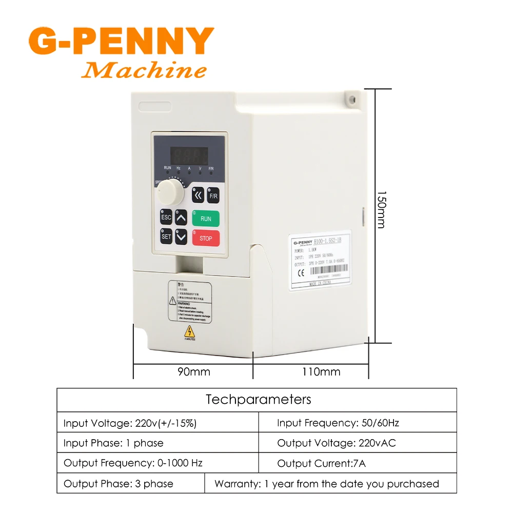 G-PENNY1.5kw ER11  Water cooled spindle motor 4 pcs ball bearings & 1.5kw QL Inverter VFD & 80MM Bracket & 75W water pump
