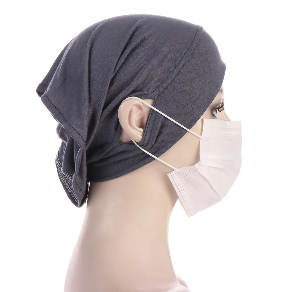 Sous-écharpe en coton avec trou d'oreille pour femme musulmane, Hijabs intérieurs en jersey, casquettes rondes devant, bonnet turban féminin, nouveau