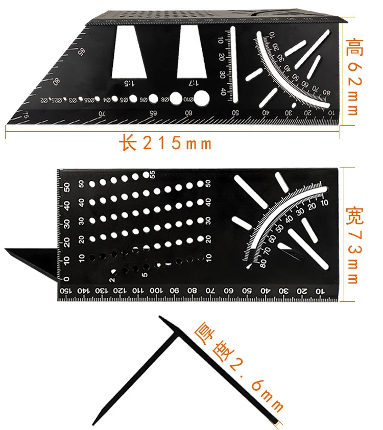 سبائك الألومنيوم متعددة الوظائف نجار مربع 45 درجة 90 فوق خط زاوية حاكم توقف نوع قاعدة ثابتة خط درج توقف p
