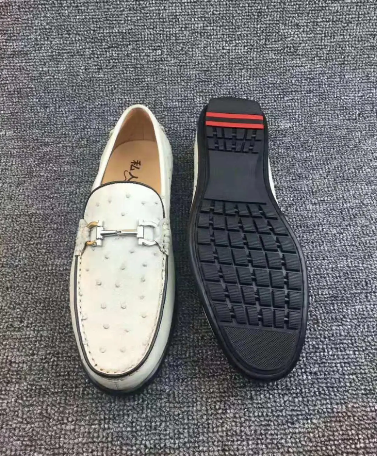 100% Genuine real Ostrich skin leather men fashion shoe with cow skin lining 2019 new style men shoes red white colors