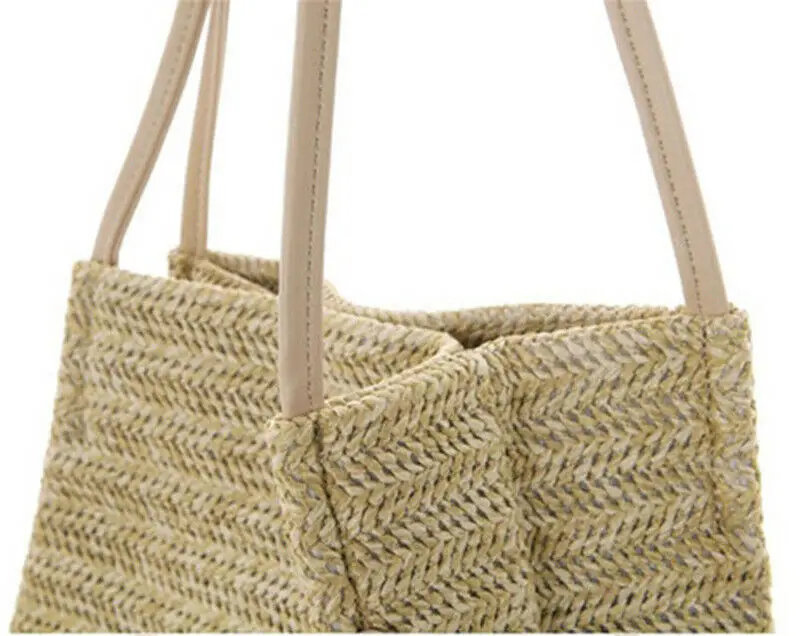 Bolso de mano de playa para mujer, bolsa de mimbre, de compras, de paja de ratán, cruzado, cesta