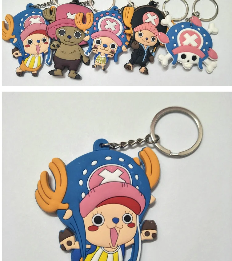 

One Anime Piece Tony Chopper Figure Keychain Double-Side Key Chain Bag Pendant 3D Keyring Fans Gift Mix 20pcs/lot wholesale