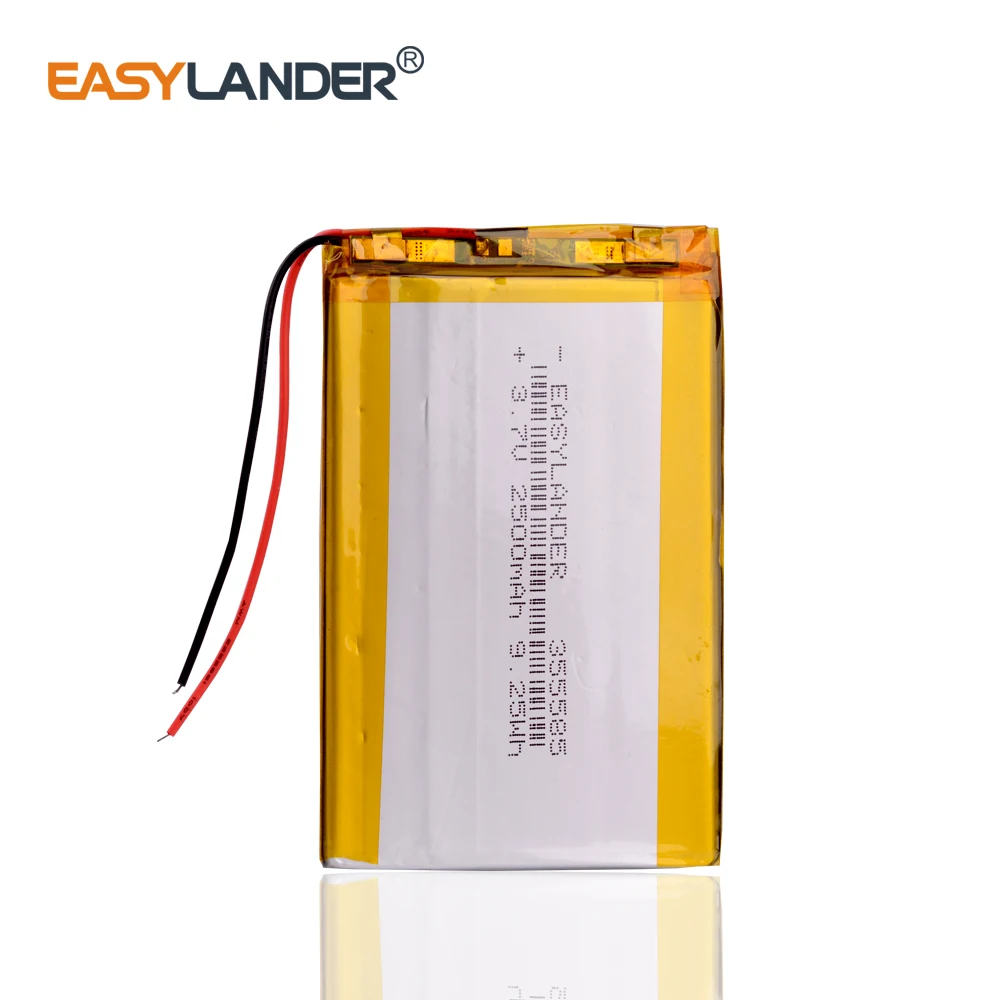 355585 3.7V 2500mAh Rechargeable Lithium Li-ion Polymer Battery For phone E-book power bank psp DVD DVR GPS PDA