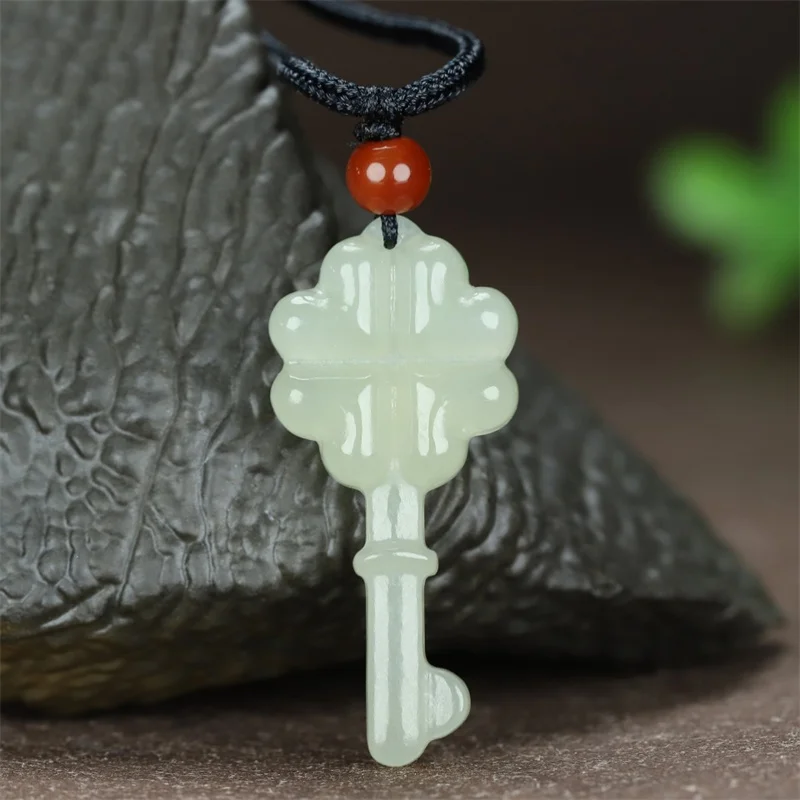 Hot Selling Natural Hand-carve Hetian Yu Cyan Key Necklace Pendant Fashion Jewelry Accessories Men Women Luck Gifts1