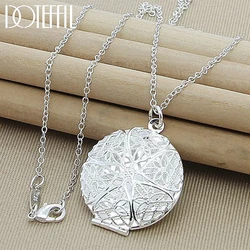 DOTEFFIL 925 Sterling Silver 16-30 Inch Chain Photo Frame Pendant Necklace For Women Man Fashion Wedding Party Charm Jewelry