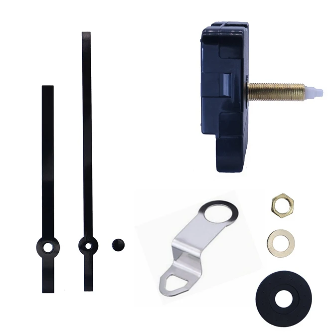 DHL 100sets 31mm Shaft Quartz Clock Mechanism Step Movement with hook Wall Repair Tool Parts Silent Kit Set DIY Black Pointer