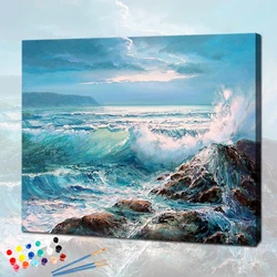 Oil Painting By Number Frame 60x80 On Canvas Seaside Landscape Coloring Drawing DIY Kits Picture By Number For Adults Home Decor