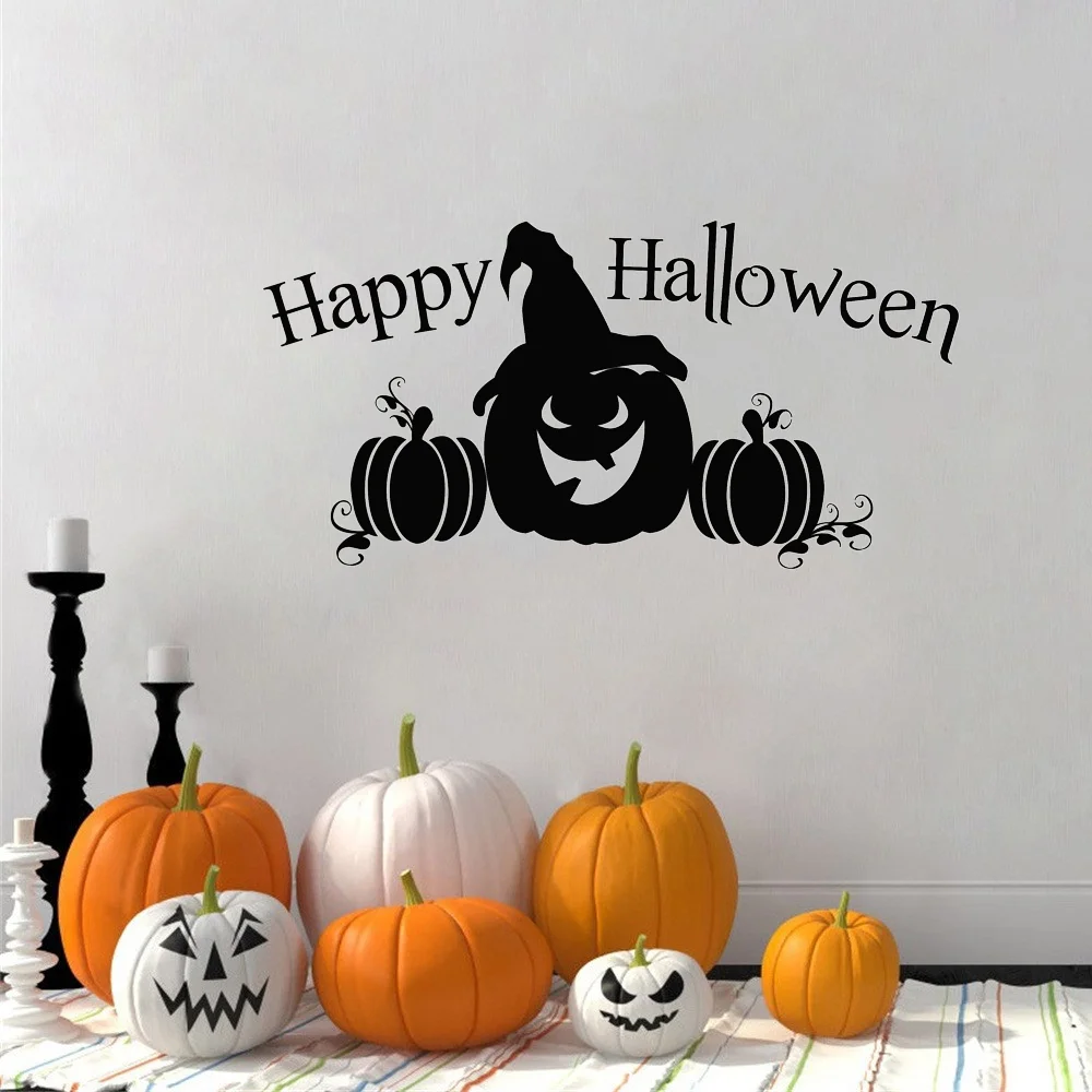 Happy Halloween Pumpkin Decor Vinyl Decal Wall Sticker Window Jack O Lantern Art Wallpaper