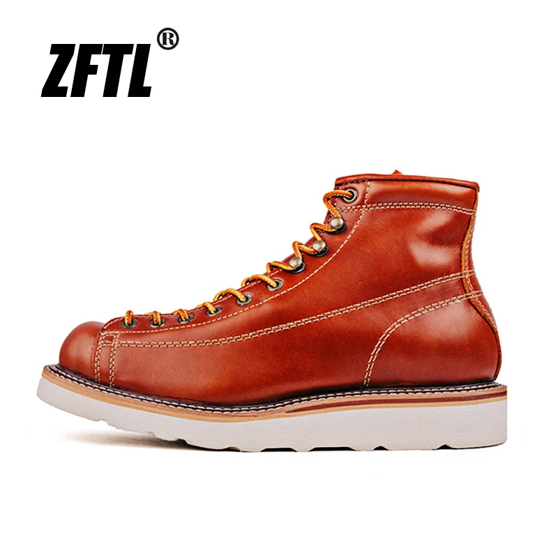 ZFTL Tooling Boots for men women Casual Winter wear-resistant first layer cowhide short boots Couple Ankle Boots Lace up Boots