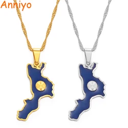 Anniyo Calabria Italy Map Charm Pendant Necklaces Italian Jewelry for Women Girls  #175421