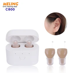 C800 Rechargeable Wireless Invisible Hearing Amplifier Aid Magnetic Contact Charging Box for Adults Seniors Deaf Dropshiper