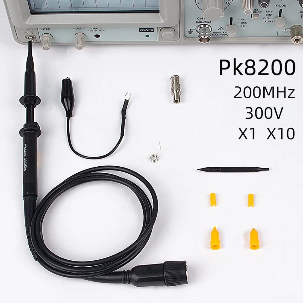 PK8200 sonda oscyloskopowa zestaw akcesoriów współczynnik tłumienia 1X 10X 20MHz 250MHz 600V silikonowe oscyloskop cyfrowy sonda oscyloskopowa