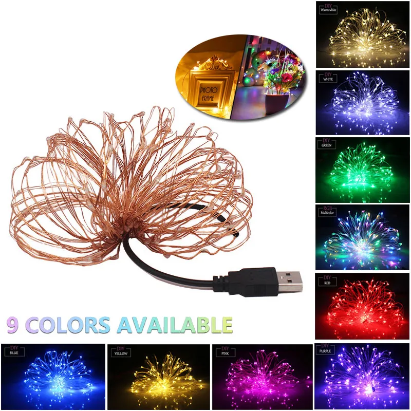 2M 5M 10M Led Strings Copper Wire 3A/USB Fairy Lights For New year\'s Day Christmas Wedding Birthday Party Decoration