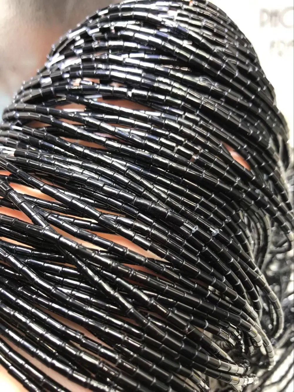 loose beads black agate pillar 2*4mm nature  for making jewelry necklace 14inch FPPJ wholesale