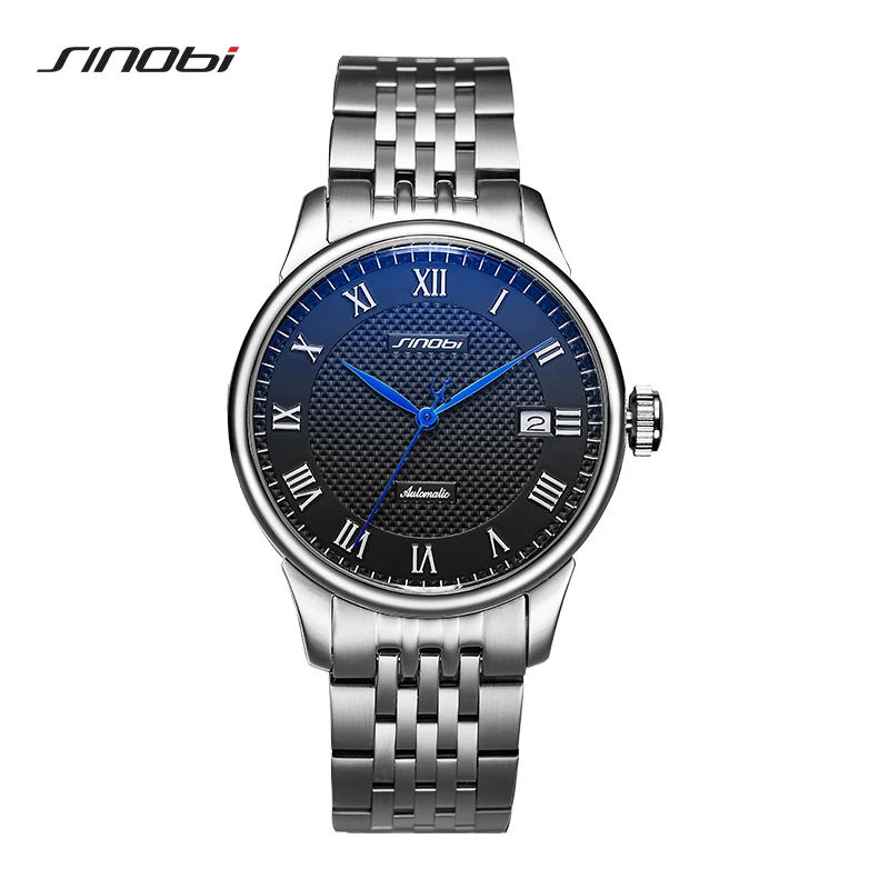 SINOBI Luxury Business Men's Mechanical Watches 40mm Dial Plate Japanese Miyota Automatic Movement Stainless Men Wristwatches