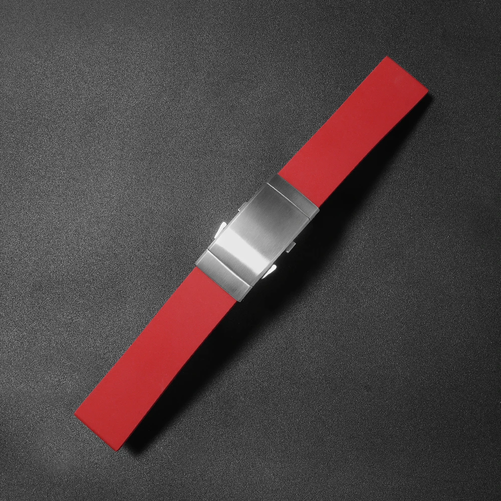San Martin Uhrenarmbänder, Gummibänder, 20 mm, 22 mm, mit Faltschließe, Taucharmband, wasserdichter Handgelenkgürtel, weiches Armband, langlebig