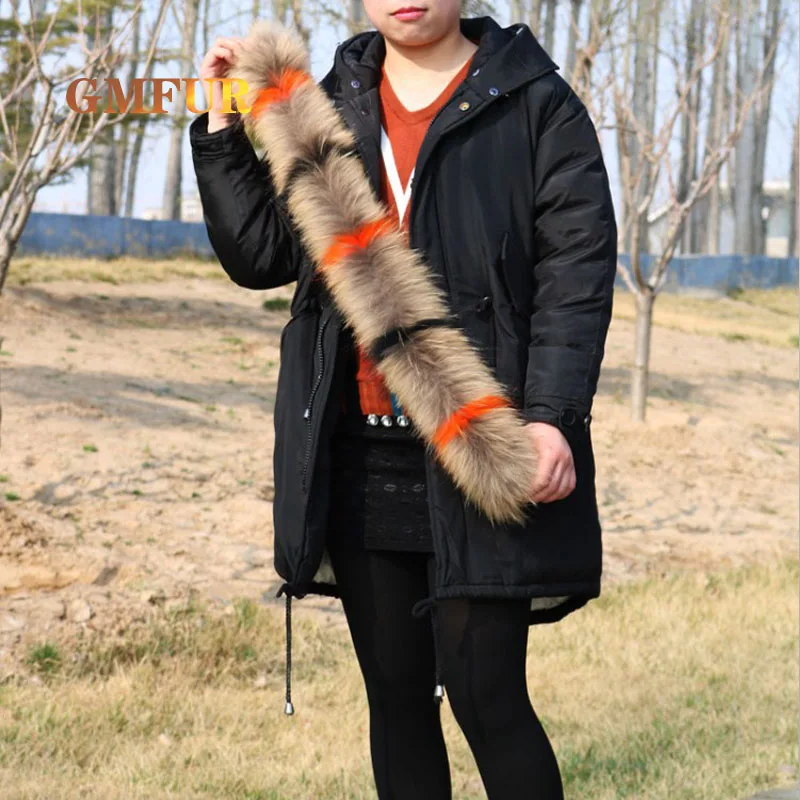 Real Raccoon Fur Collar 100% High Quality Natural Fox Fur Woman Scarves Winter Luxury Coat Scarf Decor Hat Collar Women