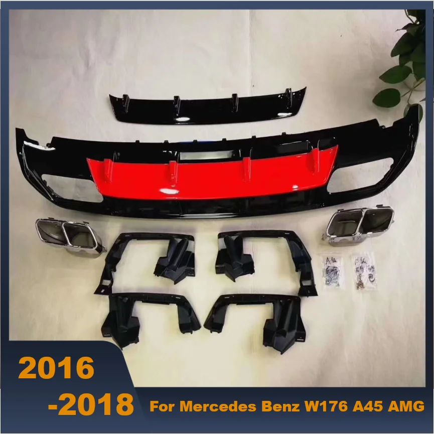 Fit For Mercedes Benz W176 Hatchback 4 Door 2016-2018 A45 AMG A180 A200 Rear Diffuser Lip Spoiler