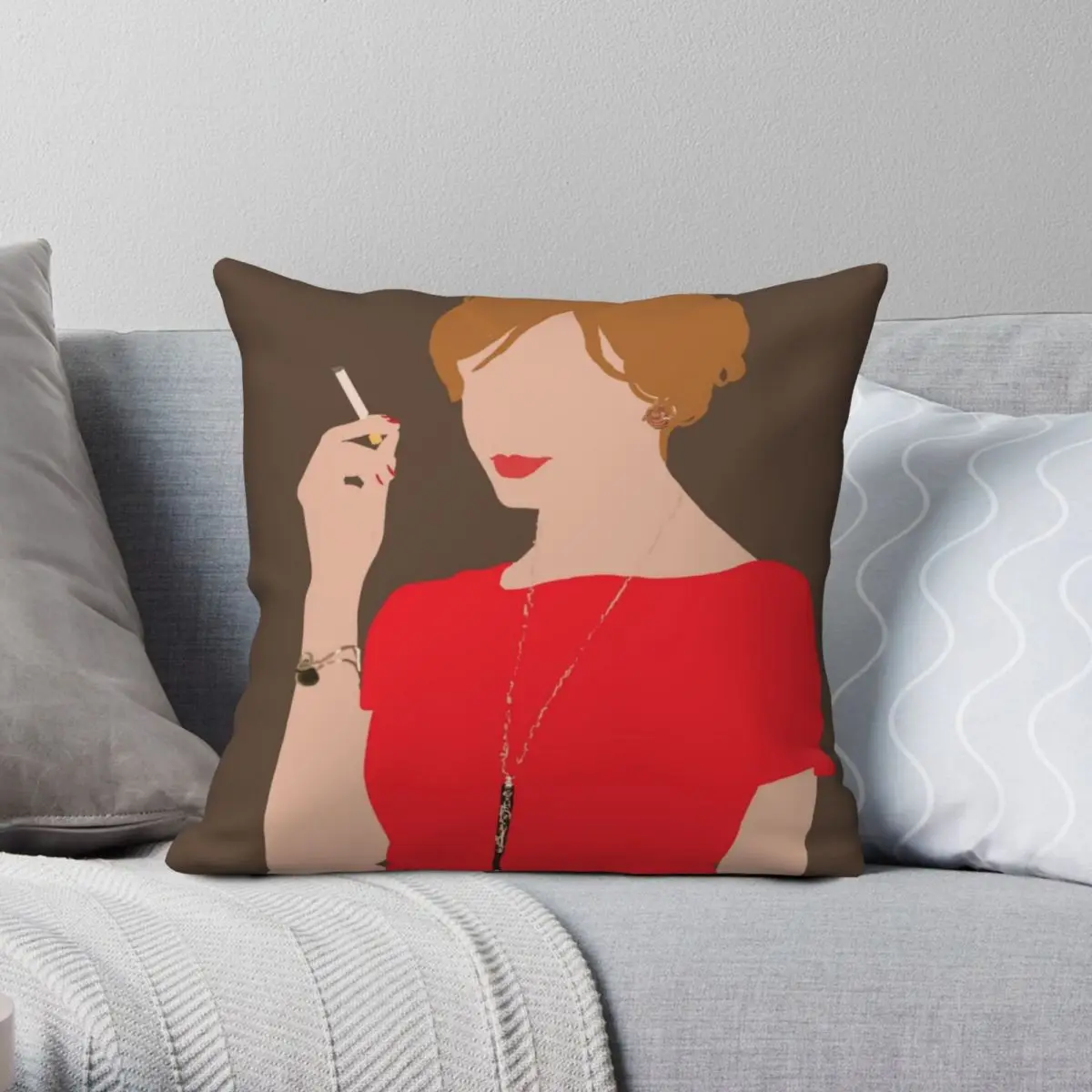 Joan Holloway Square Pillowcase Polyester Linen Velvet Creative Zip Decor Pillow Case Sofa Cushion Cover