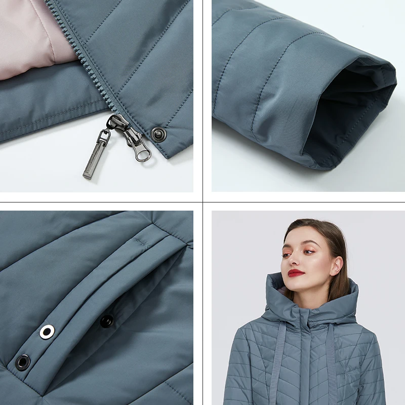 GASMAN-Chaqueta de plumón delgada para mujer, abrigo con bolsillo, sudaderas con capucha de algodón sólido espacial, Chaqueta larga para mujer,