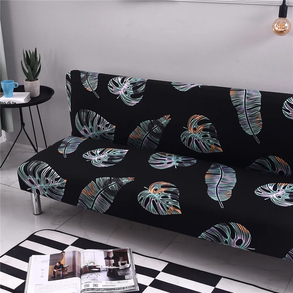 

Elastic Leaves Printed Sofa Bed Covers Without Armrest Tight Wrap Couch Cover Stretch Furniture Flexible Slipcovers Sofa Towel