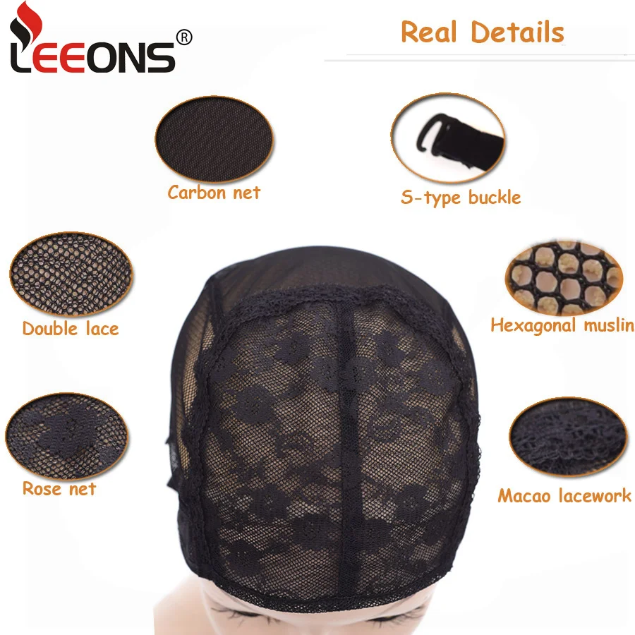 Bonnets de perruque en dentelle de haute qualité S M L Xl pour la fabrication de perruques, bonnets de tissage, casquette de perruque extensible réglable avec bande élastique, filets de perruque noirs