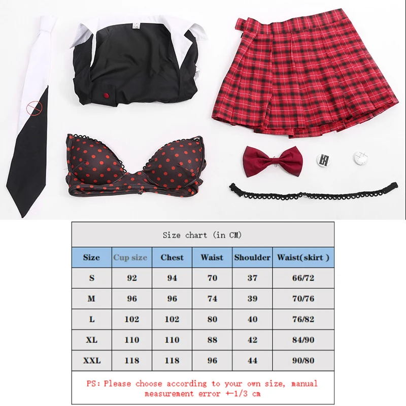 YOYOCOS Danganronpa Cosplay Enoshima Junko Trang Phục Hóa Trang Trang Phục Hóa Trang Halloween Anime Đồng Nhất Bộ Cà Vạt Dễ Thương Đồng Phục