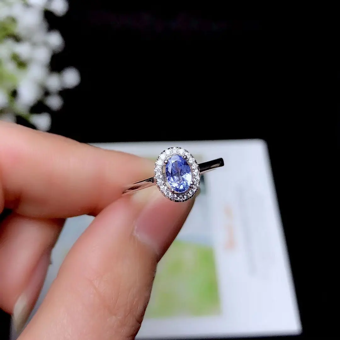 CoLife Jewelry 925 Silver Tanzanite Ring for Engagement 0.5ct Natural Tanzanite Silver Ring Sterling Silver Tanzanite Jewelry