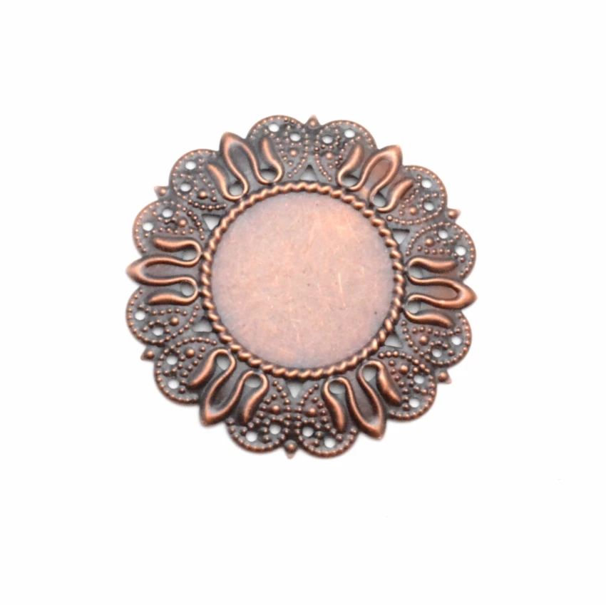 10Pcs 49mm Bronze/gold/silver Filigree Cabochon Setting ( fit 25mm) Wraps Connectors Decoration DIY Embellishments Findings