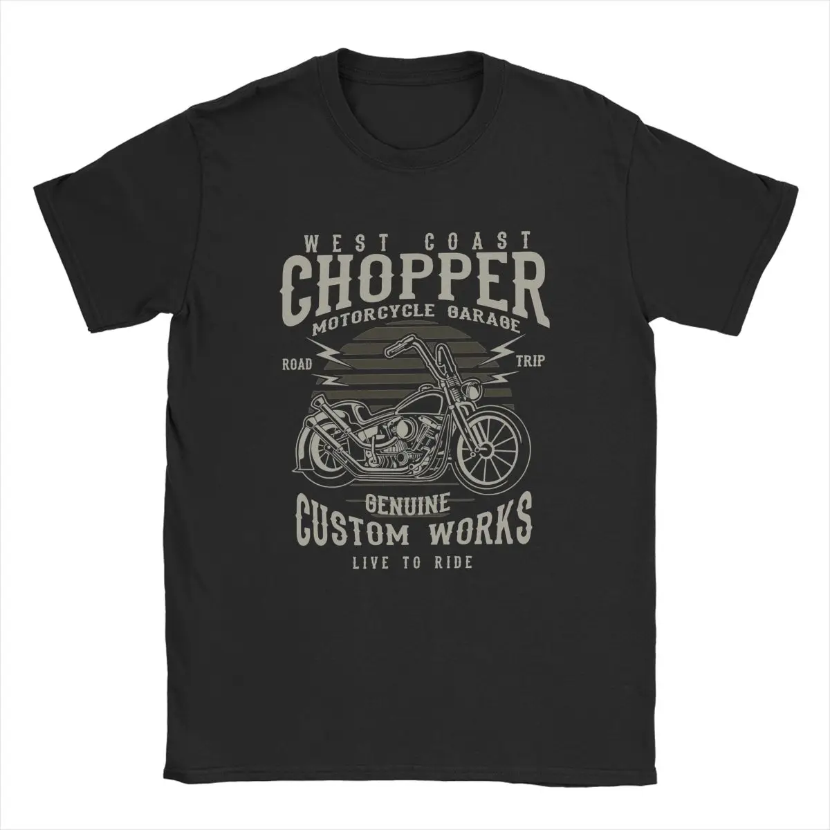 Chopper Custom Motor Motorcycle Men T Shirt Fun Tee Shirt Short Sleeve Crewneck T-Shirt 100% Cotton Summer Clothing