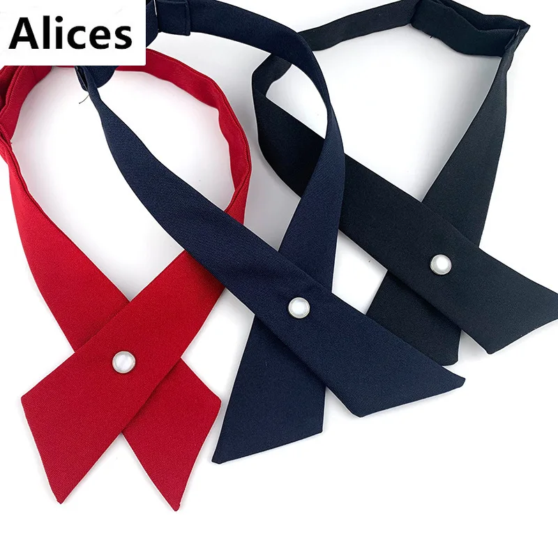 

1Piece Women Tie Red Butterfly Women's Bow Tie Black Knot Female Girl Student Hotel Clerk Waitress Neck Wear Navy Ribbon Ties