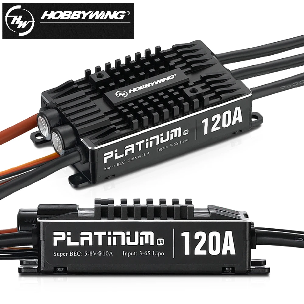 Hobbywing Platinum V4 25A/ 60A/ 80A/ 120A/ 130A/ 200A HV Brushless ESC BEC Output For RC Fixed-Wing Airplane Helicopter 3D EDF