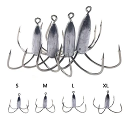 1PCS 30g 40g 50g 60g Four Anchor Hooks Big Sharpened Fishing Treble Hooks With Lead Sinker Weight Fishhook Fishing Tackle