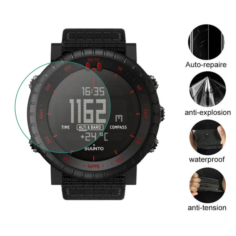 3pcs TPU Soft Clear Protective Film Guard For Suunto Core Watch GPS Sport All Black Smartwatch Screen Protector Cover (Not Glass