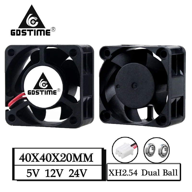 Gdstime-ventilador para esferas de rolamento, cooler inteligente de 4cm x 40x20mm, 5v, 12v, 24v, 4020, 40x20mm, ventilador sem escova