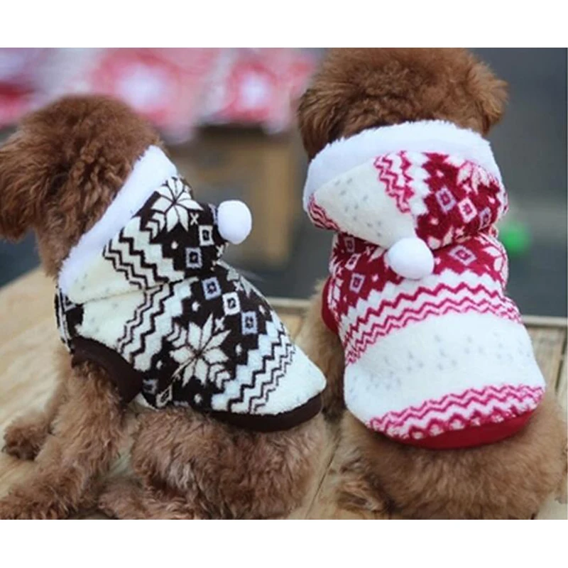 Pet Dogs Winter Sweater Coat Pet Dog Christmas Sweater Hoody Pet Puppy Coat Jacket Clothes Snow-Flakes Design 3 Color 5 Sizes