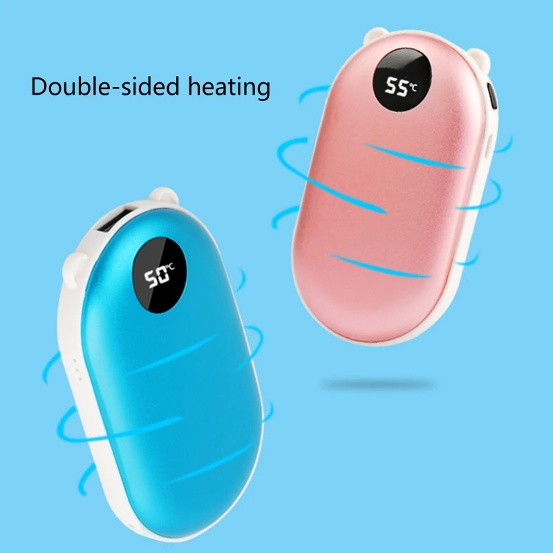 การ์ตูนหมีหู USB ไฟฟ้ามินิมืออุ่น Digital Display 5200MAh กระเป๋า Power Bank แบบพกพา U1JE