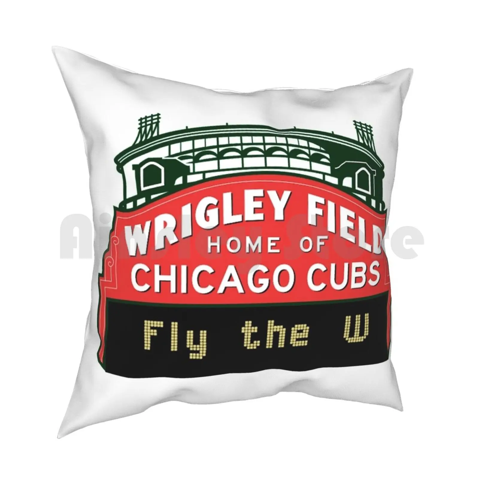 Fly The W-Wrigley Field Sign Pillow Case Printed Home Soft DIY Pillow cover Wrigley Cubbies Cubs Field Baseball Ball Game