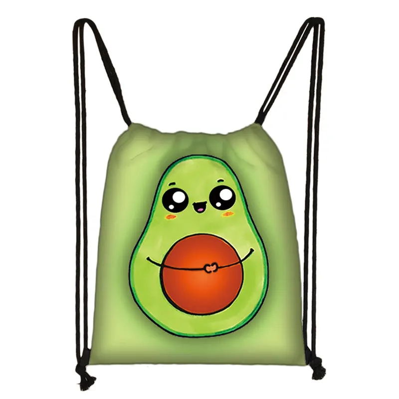 Avocado Lemon Drawstring Bag Women Softback Rucksack Ladies Storage Backpack for Travel Girls Daypack Book Bag Shoes Holder Gift