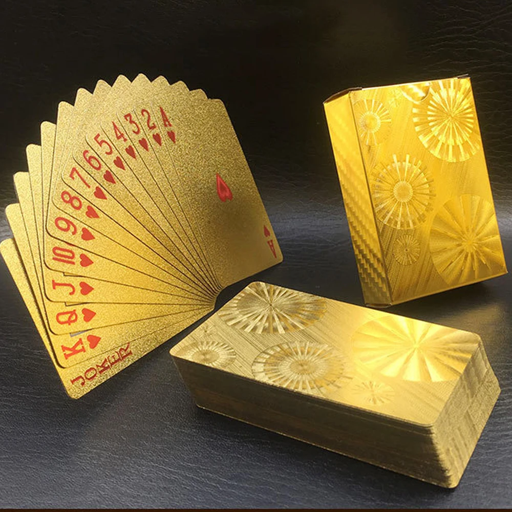 New Gold Linear Pattern Golden Playing Cards Waterproof PET/PVC Plastic Poker