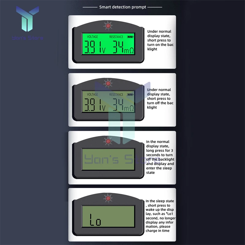 Digital Display Battery Voltage Internal Resistance Tester 0~999mΩ Universal 18650 Lithium Battery AA Detection Battery Tester