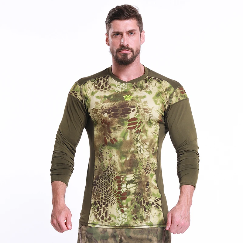 Manga comprida Camuflagem Tática T-Shirt, Respirável Seco Rápido Assalto Camisa, Combate Camisa, Exército Militar Camisa, Sapo Tops