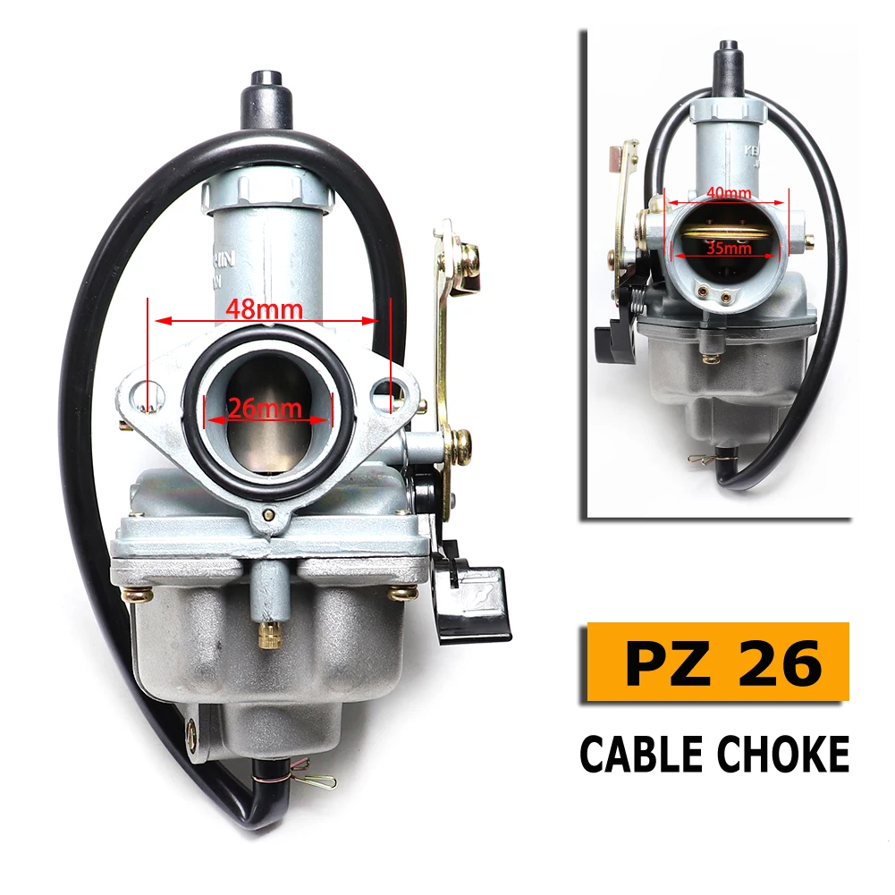 Motorcycle CarburetorPZ26 26mm Carburetor Fit For Honda CG125 CG150 CG250 TTR250 Dirt Bike ATV Cable Choke Carbs