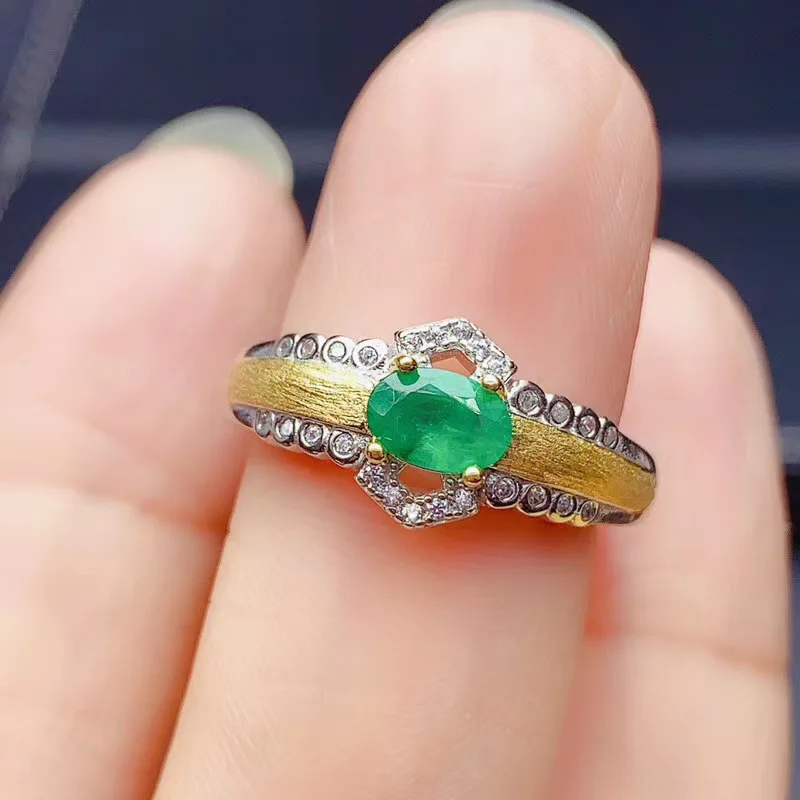 The Best Gift for Your loved wife Free shipping Natural emerald ring 925 sterling silver  Fine jewelry For men or women