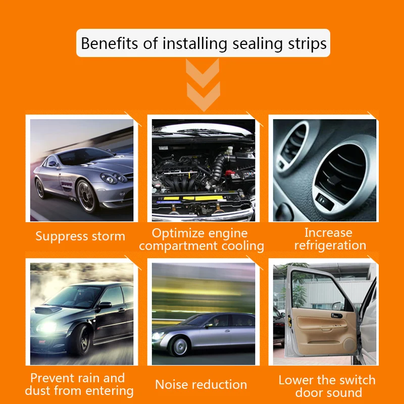 Car Door Seal Strip 2/4/8m Auto Rubber Sealant D Type Noise Insulation Anti-Dust Soundproofing Auto Sealing Strips Accessories