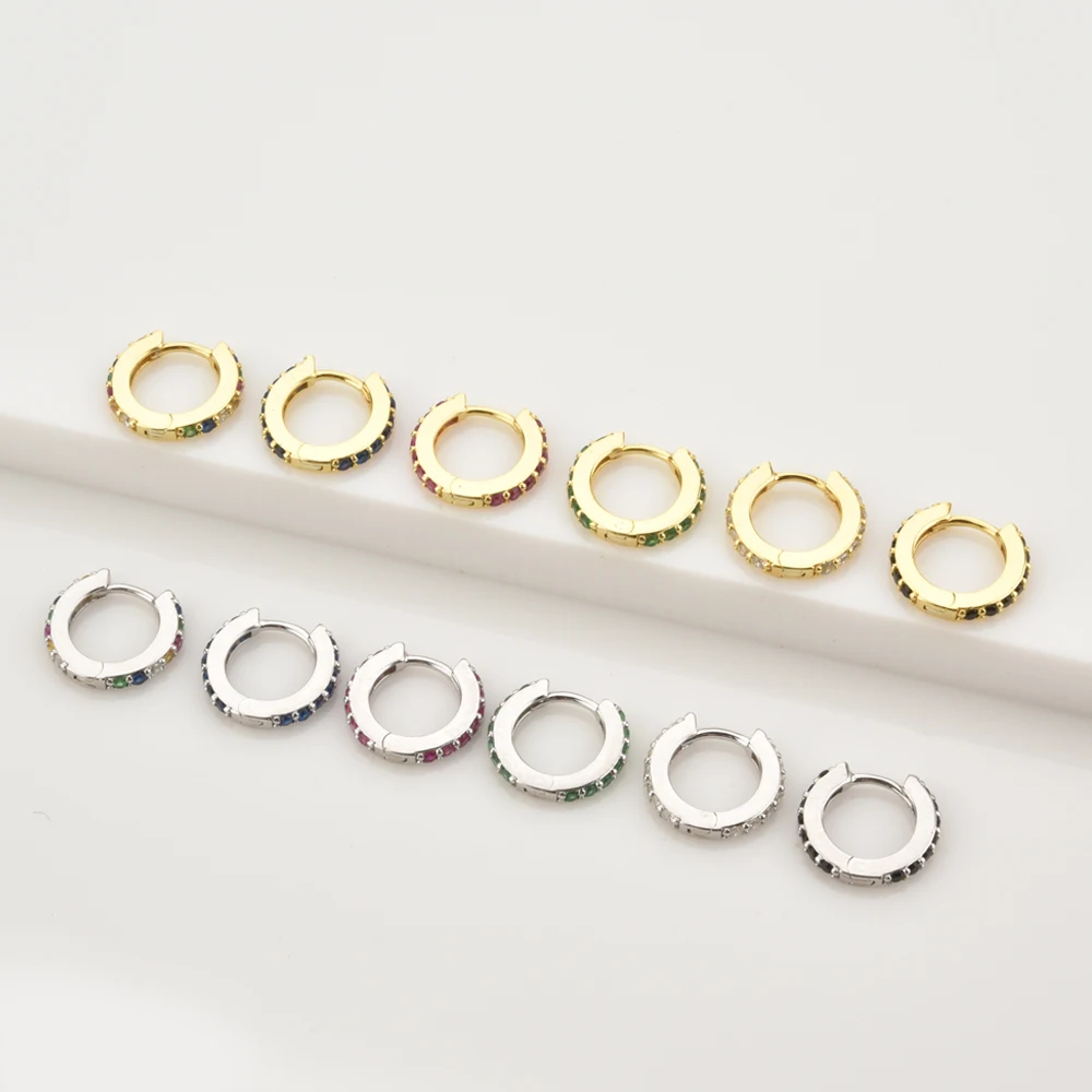 Imagen 7: ANDYWEN-Huggies pequeños transparentes de Plata de Ley 925 para mujer, aros de cristal de lujo a la moda, Piercing, joyería Ohrringe