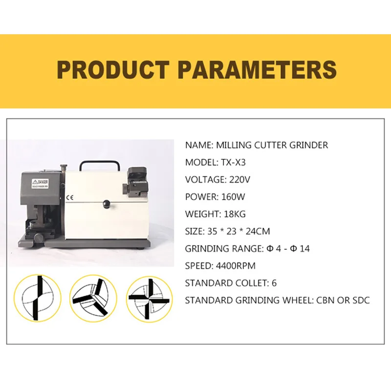 Milling Grinder Flute Mill Sharpening Machine Milling Cutter Grinding Machine Easy Operate Safe