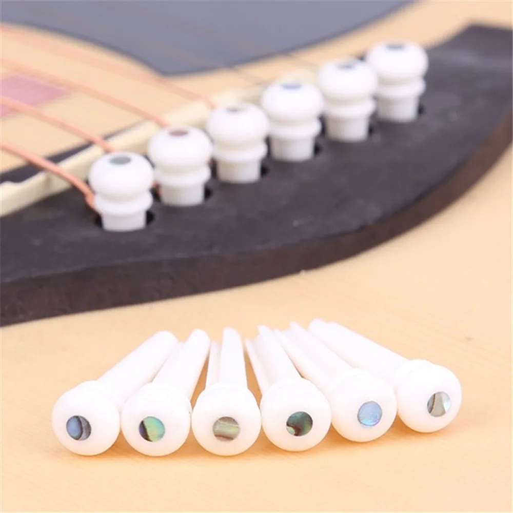 6 Buah Gitar Akustik String Jembatan Pin De Guitarra Hitam PVC untuk Gitar Akustik