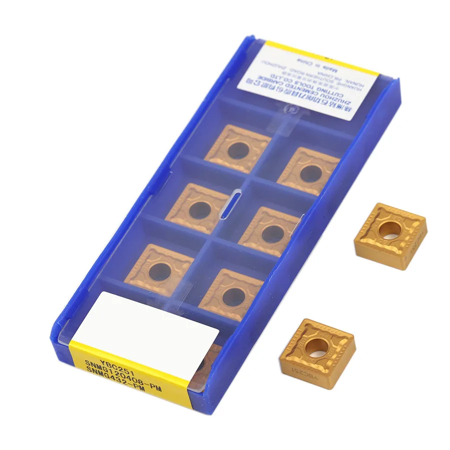 10Pcs SNMG120404 PM YBC251 SNMG120408 PM YBC252 SNMG1204012-PM YBC251 YBC252 Carbide Insert CNC Metal Lathe Tools Turning Insert