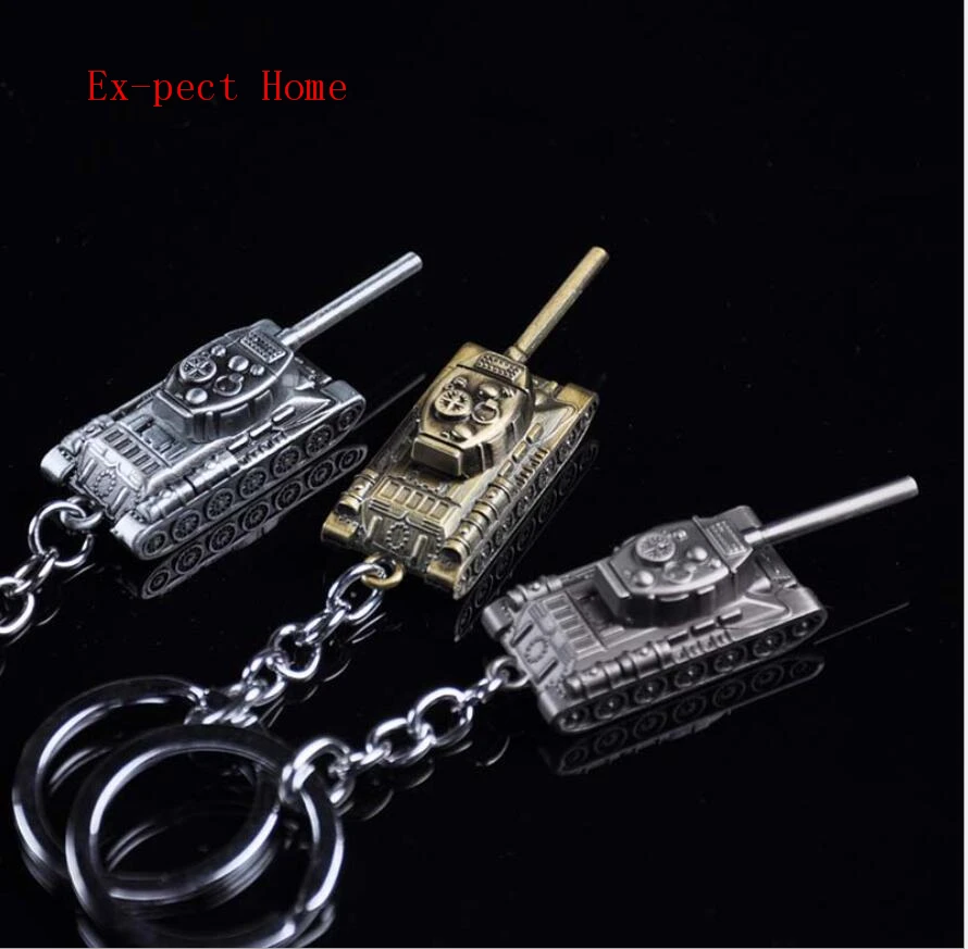 100PCs 3 Colors World of Tanks Key chain Metal Key Rings For Gift Simulated Tanks Keychain Jewelry Game Key Holder Souvenir